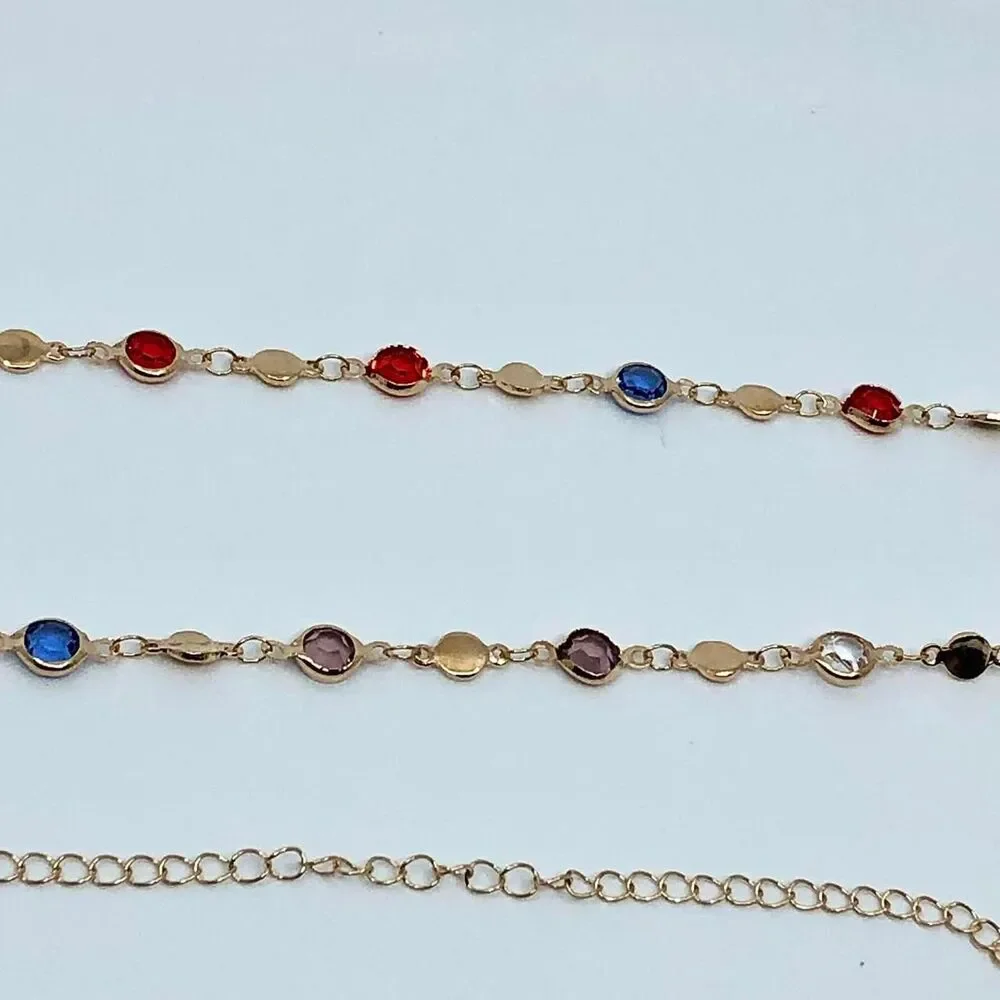 Y2K Cyber Multicolor Rhinestone Gold Chain Belt, Up to 37 Inches, X7GA1134